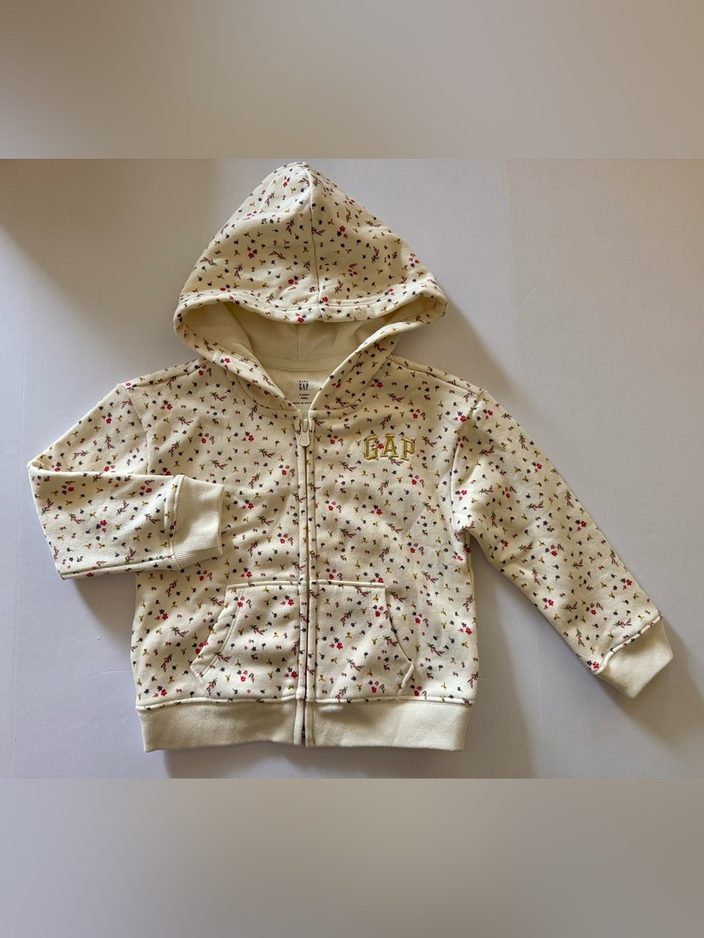 GAP NWT 4 t girl flower zip up hoodie sweatshirt